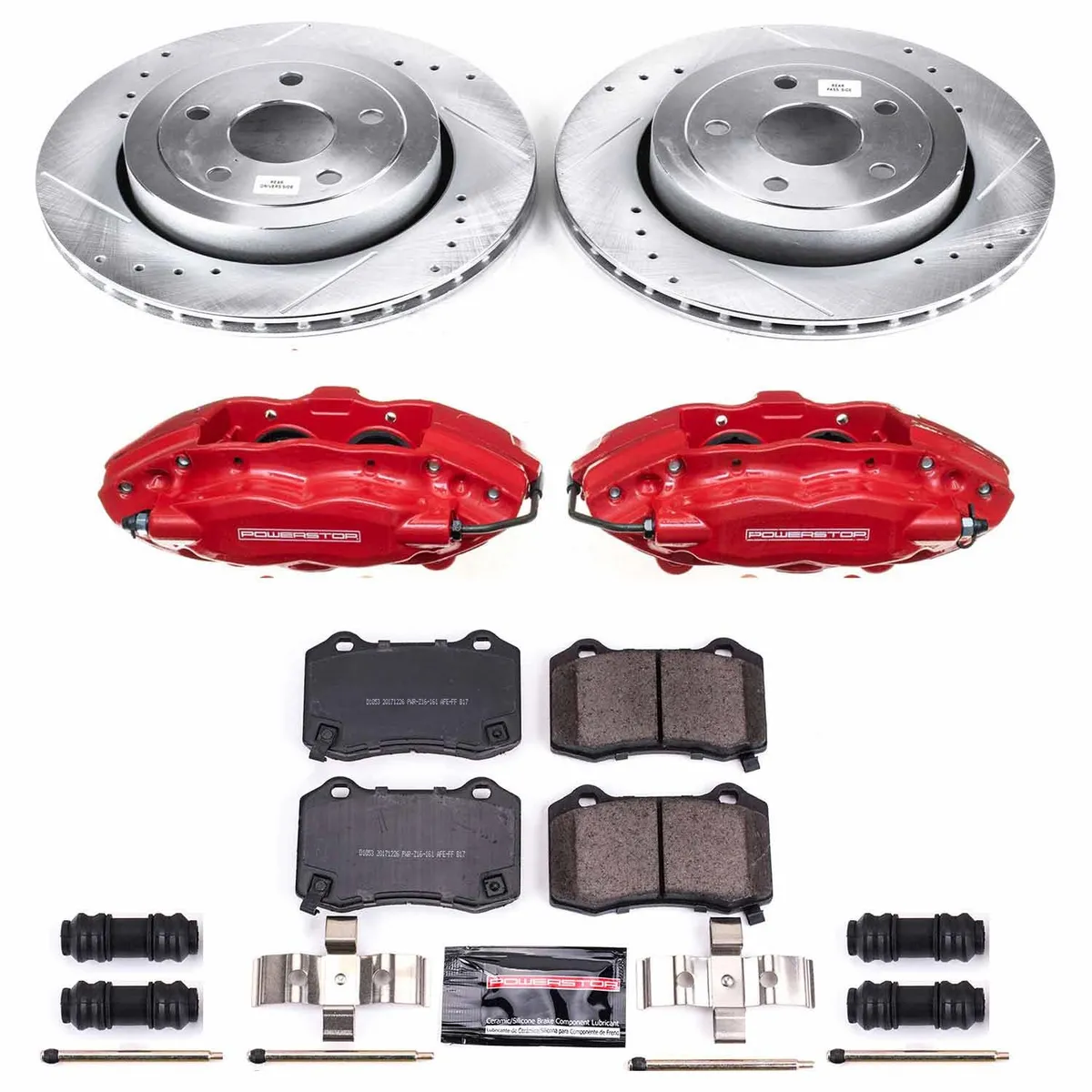 Z23 Evolution Sport Upgrade Kit: Drilled/Slotted Rotors; Carbon-Fiber Ceramic Pads; Powder Coated Calipers product image