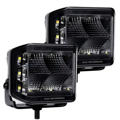 Go Rhino go Rhino 750700321fcs Blackout Series - Sideline 4x3 LED Cube Flood Lights, Pair