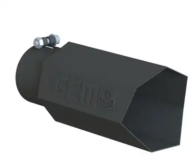 GEM TUBES Lucky 7 Exhaust Tip; 2.5 in. Inlet/4 in. Outlet x 10 in. Length; 304 Stainless Steel; Big Mouth; Black Powder Coat Finish;