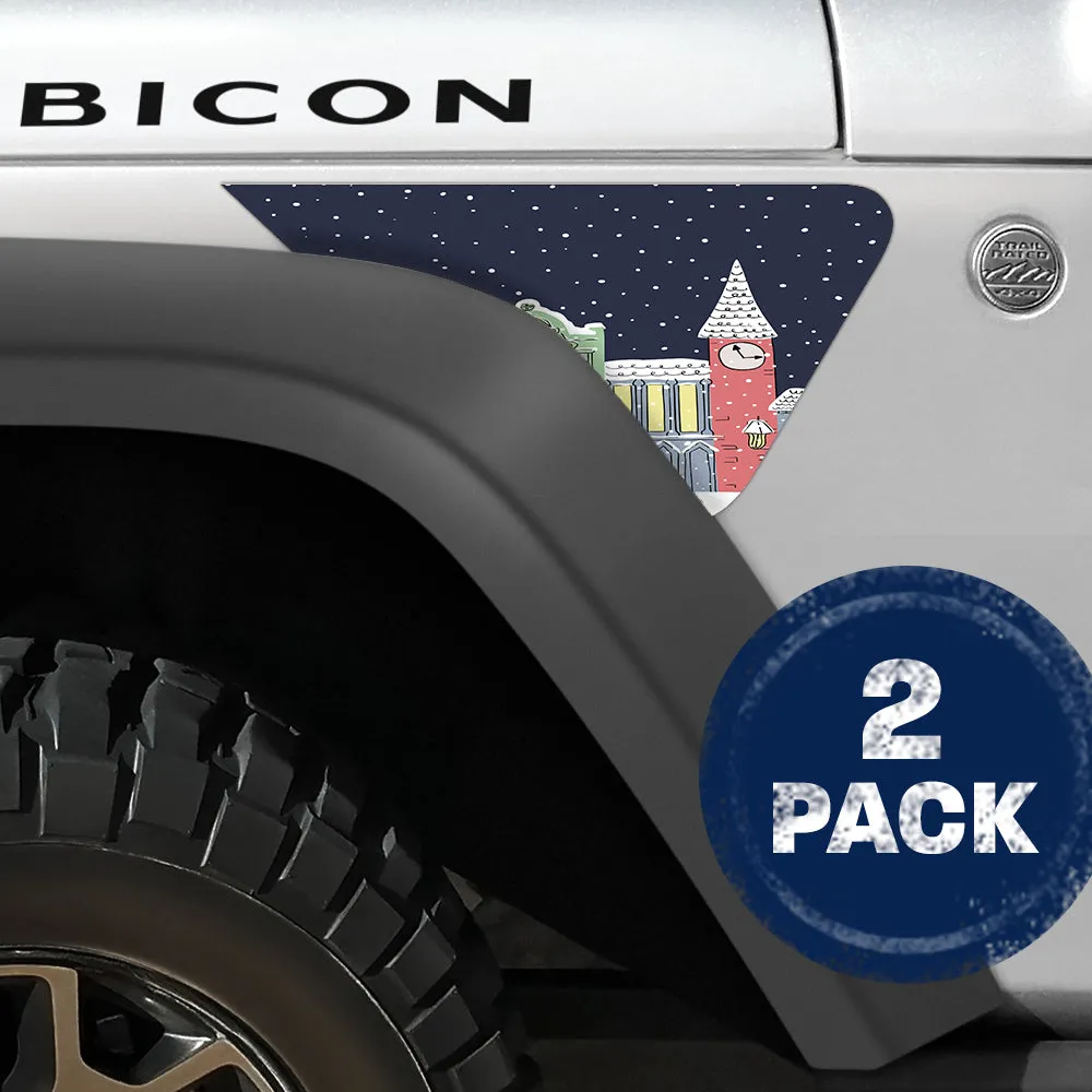 Xmas Village 2pc Vinyl Fender Decal product image