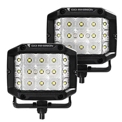 Go Rhino go Rhino 750300323fcs Bright Series - Sideline 4x3 LED Flood Lights, Pair