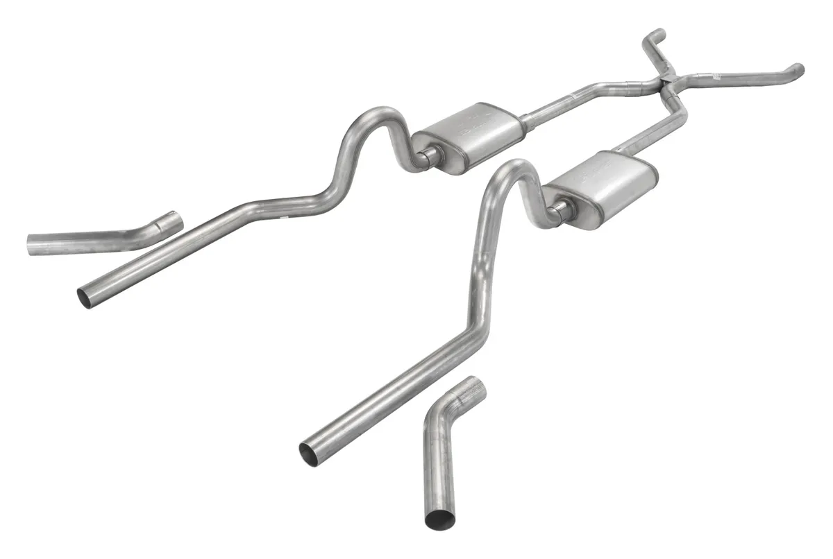 Crossmember Back wH-Pipe Exhaust System 55-57 Split Rear Dual Exit 3 in Intermediate And Tail Pipe No MufflersHardware Incl Tip Not Incl Pypes Exhaust product image