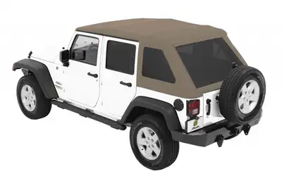Bestop 0718 Wrangler Unlimited 4door; Includes Convertible Top Folding Frame Trektop nx Glide Beige Twill