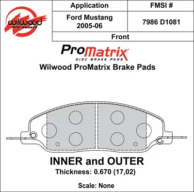 Wilwood Brakes 2005 - 2011 Ford Original Equipment Pads - 150-D1081K