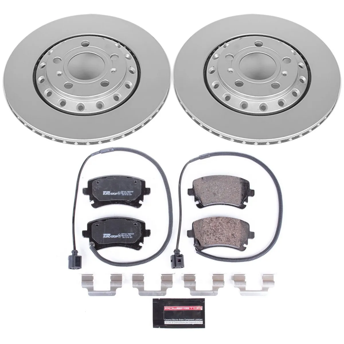 Euro-Stop Kit: Genuine Geomet Fully Coated Rotors; Ece-R90 Certified Pads W/Hardware product image