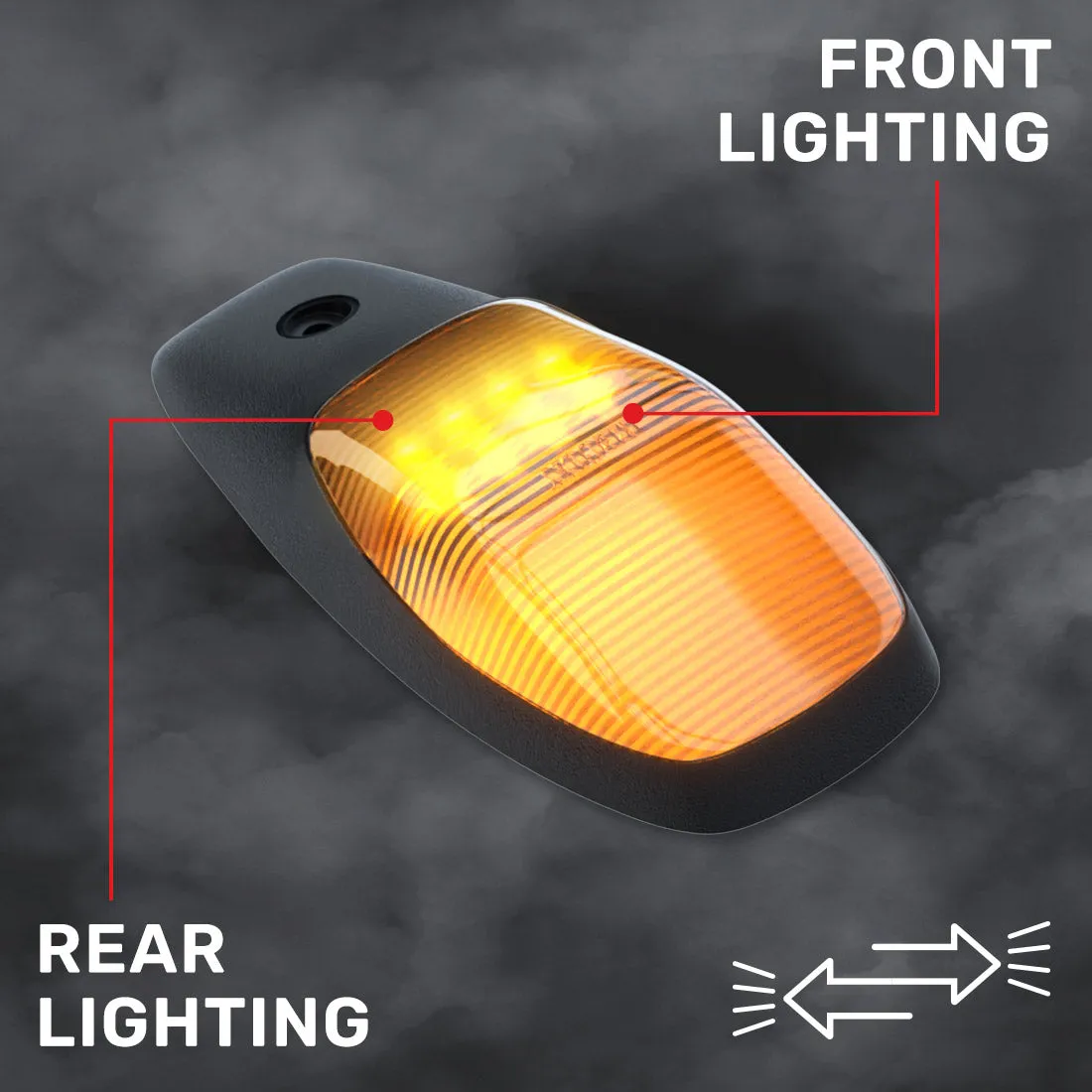 Dodge 19-23 RAM Heavy-Duty 2500 3500 5-Piece Set Smoked Cab Roof Light Lens With 2-Way Forward Rear Facing Amber Ultra High-Power Leds - Attn Plug-N-Play Replacement For OEM Factory Installed Cab Roof Lights product image