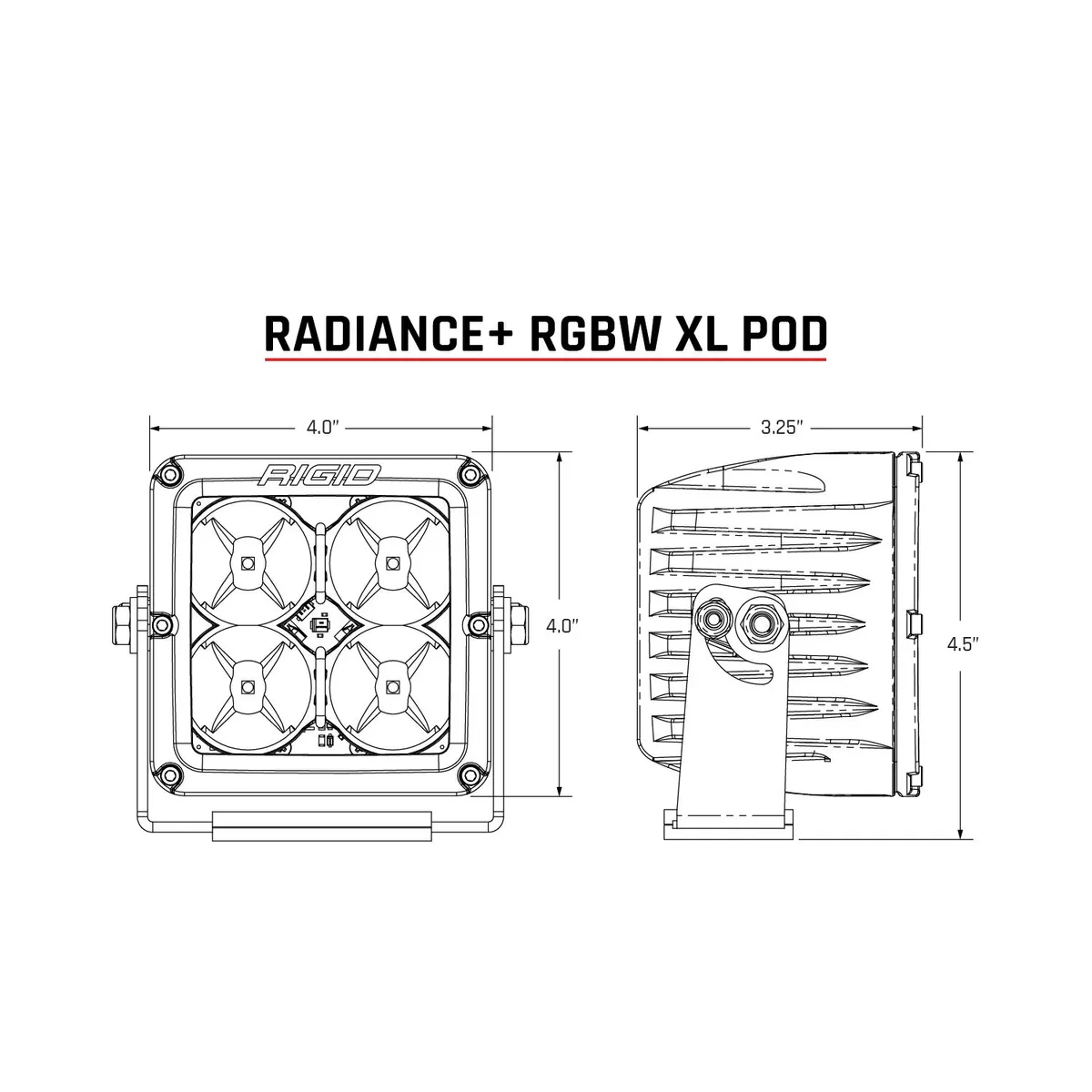 The stylish versatility of the RIGID Radiance lighting family just got better with Radiance+RBGW XL Pod Lights. These pods are featured packed and provide the user with the ability to toggle between eight available backlight options. product image