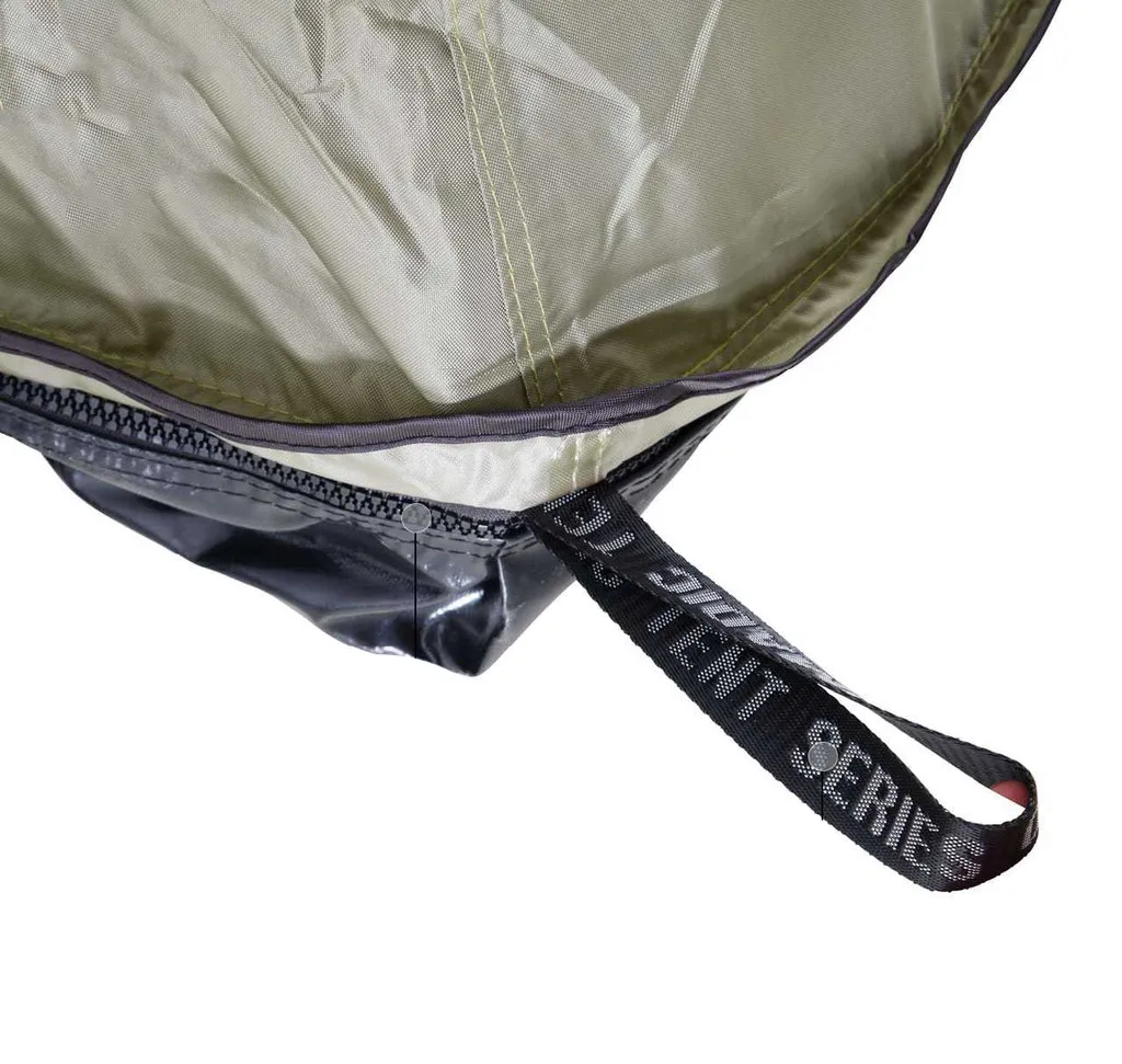 Overland Vehicle Systems Nomadic 4 Extended Roof Top Tent With Annex - Dark Gray Base With Green Rain Fly & Black Cover, Black Aluminum Base, Black Ladder