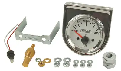 Derale Derale 13009 Lighted Black on White 2-1/16 Electric Oil Temperature Gauge Kit