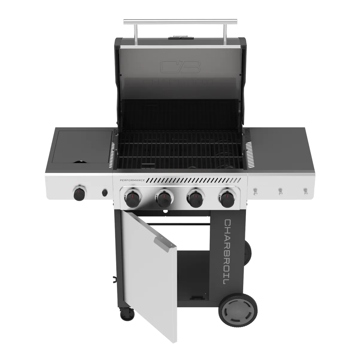 Performance Series™ FlavorMax™ 4 Burner Gas Grill Cabinet with Side Burner Gray Stainless product image