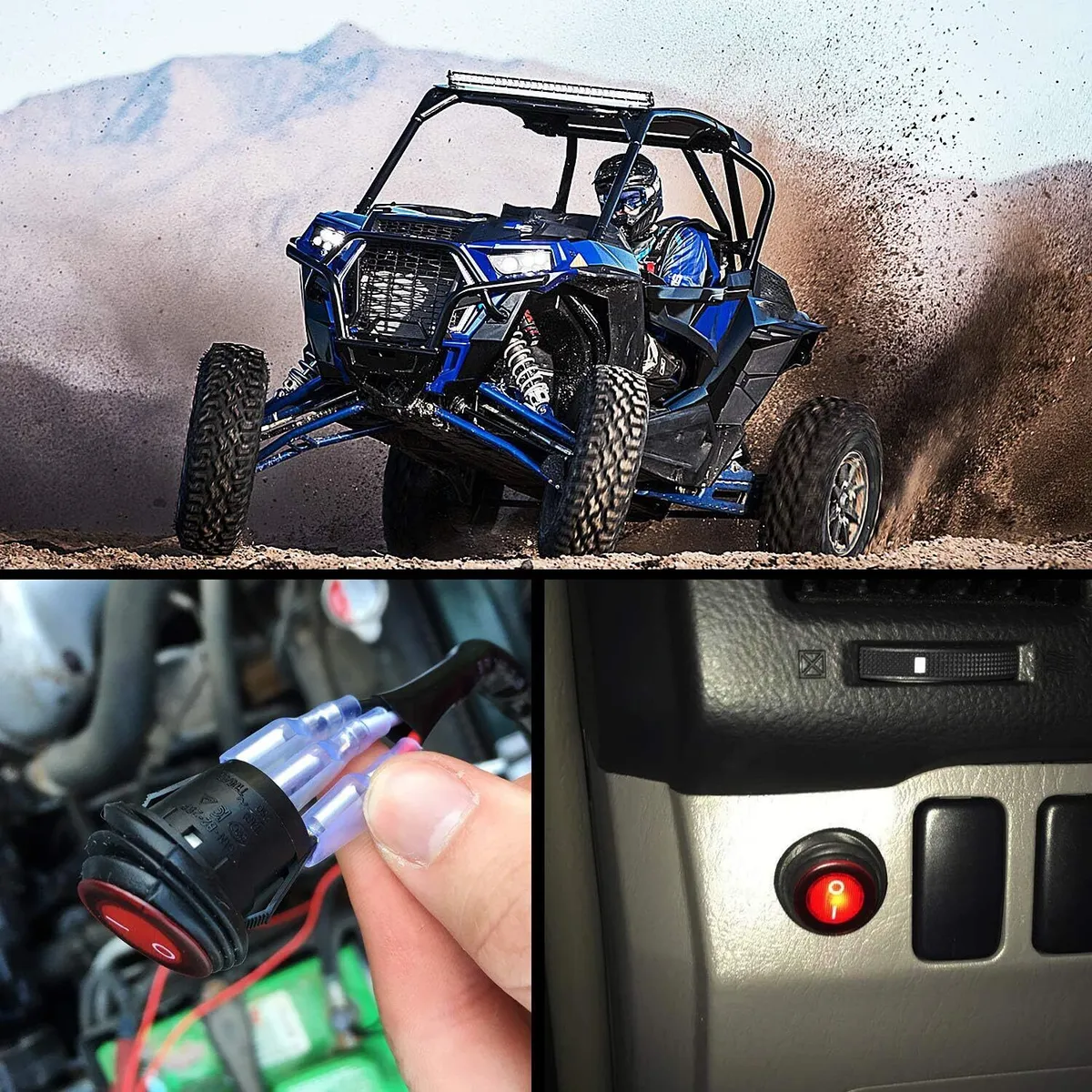 LED Light Bar Wiring Harness Kit (2 Leads 16awg) With Fuse 12v 40a Relay 3/4" On/Off Switch product image