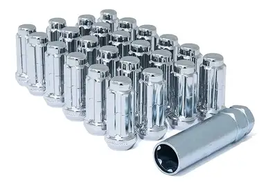 Gorilla Small Diam Spln Duplex Lug Nuts 13/16&7/8 Key 14x1.50 Chr Set of 24 K6TS-14150GR