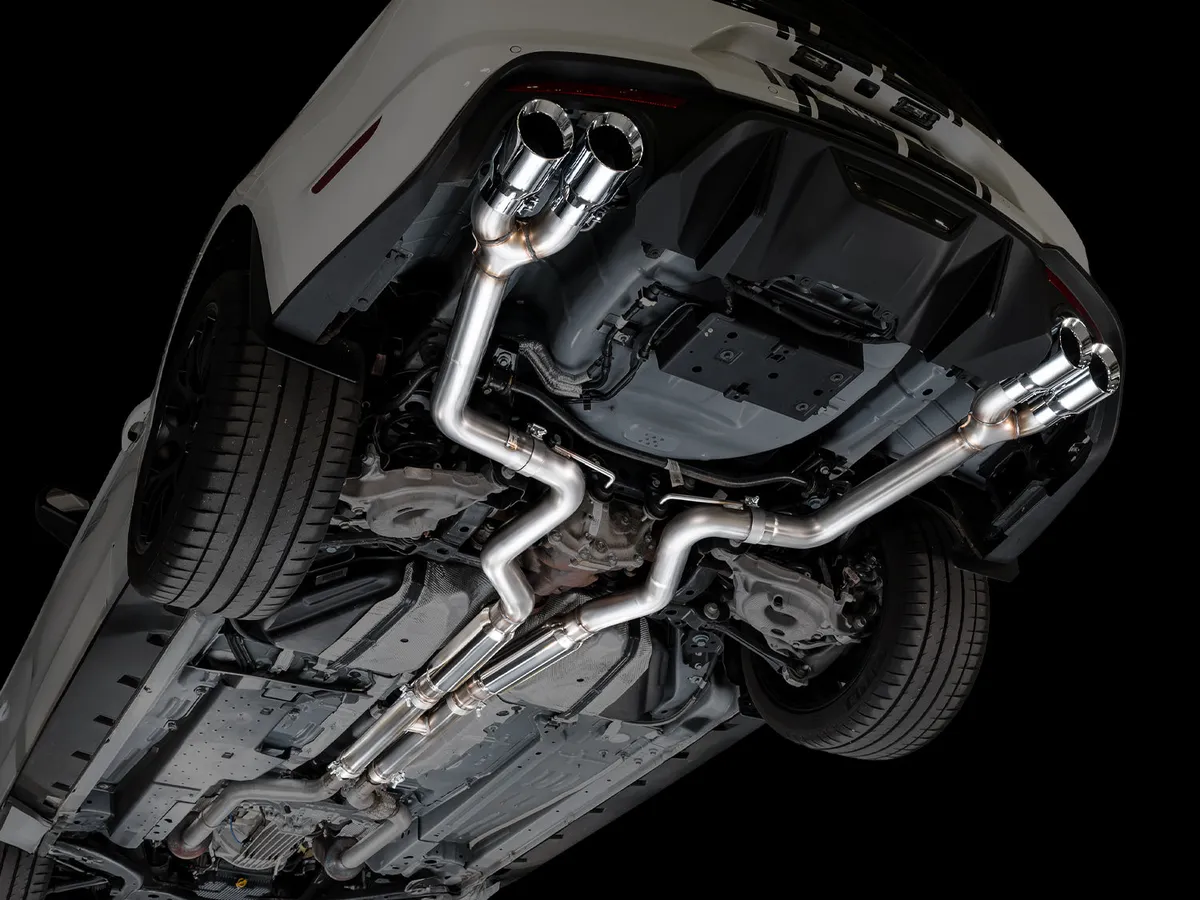 AWE Touring Edition Cat-back Exhaust for the '18-'23 S550 Mustang GT - Quad Chrome Silver Tips product image