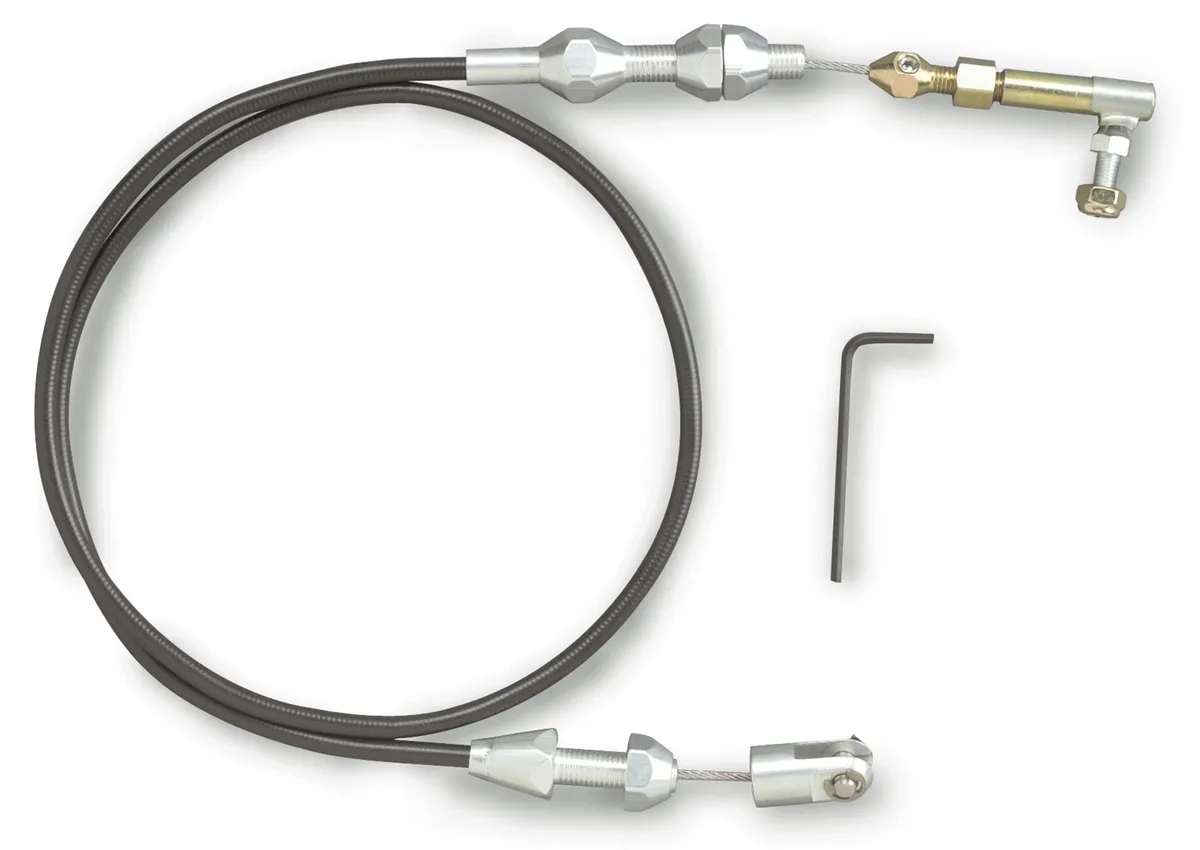 Hi-Tech Throttle Cable Kit; Universal; U-Cut-To-Fit; 24 in.; Incl. Aluminum Ferrules/Instructions/Black Housing/Stainless Steel Aluminum Fittings; product image