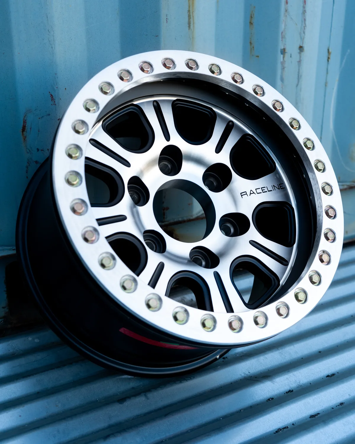 Raceline BlackMachined Bolt Pattern 8x6.5 Construction Heavy Duty Cast Outer Ring Material Aluminum