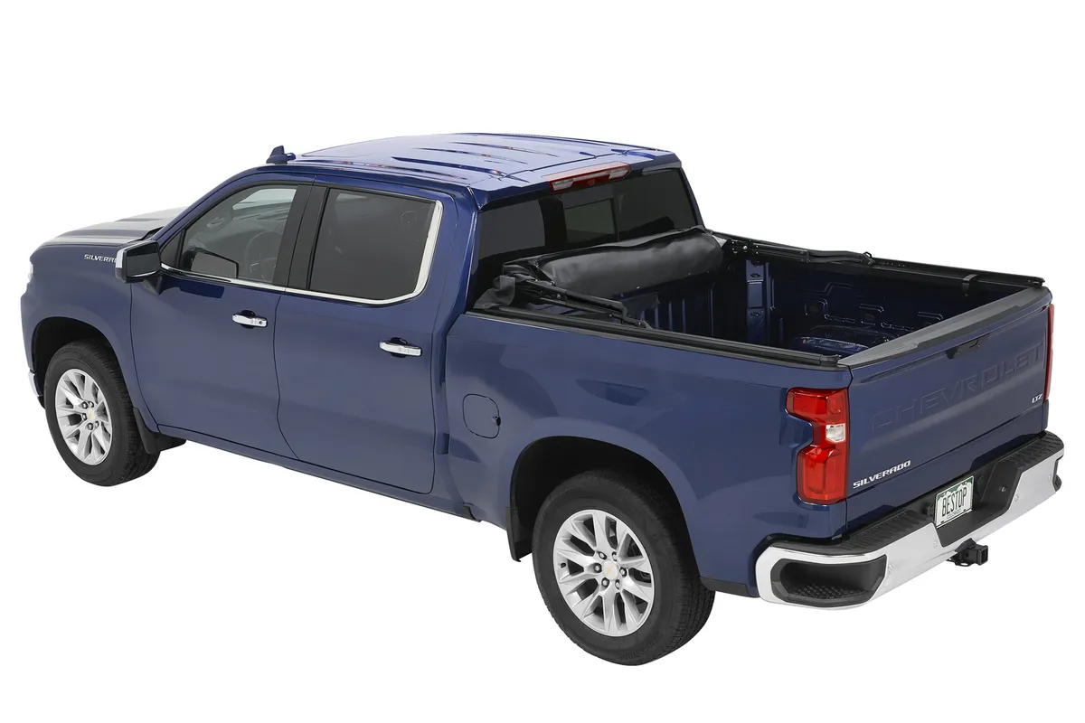 Supertop Truck Bed Cap 2 For Chevy/GMC 2019-2024 Silverado/Sierra 1500 Exc 19 Classic 6.5 Foot Black Diamond PVC Coated Sailcloth No Drill Bestop product image