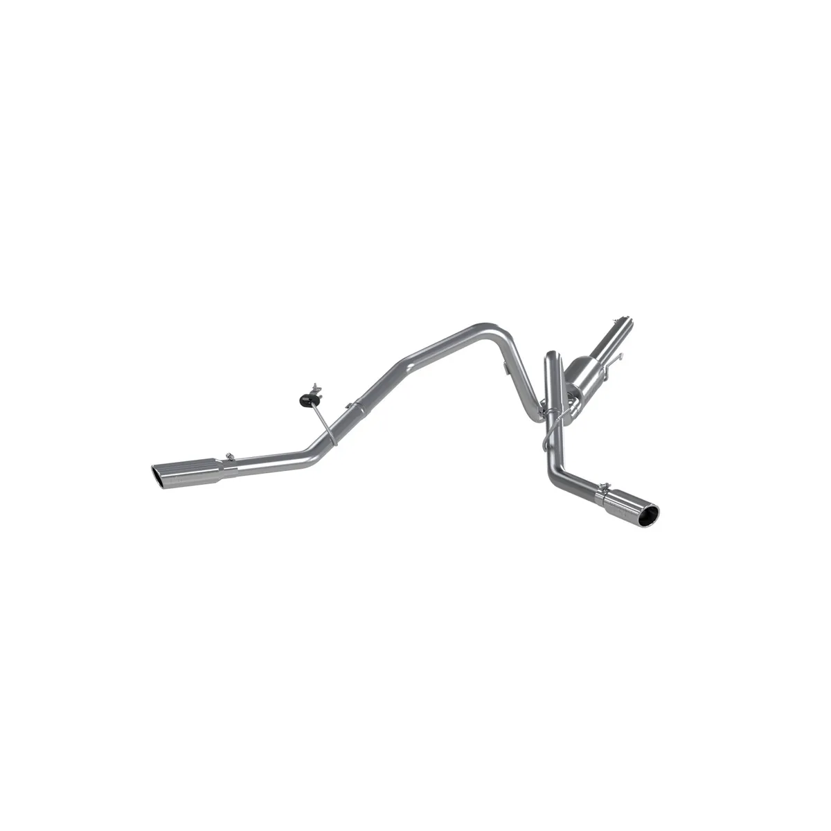 Armor Lite Cat Back Exhaust System; 2.5 in.; Incl. Ext. Pipe/Muffler/Over Axle Pipes/Tailpipes/Hardware/3.5 in. OD Tips; Dual Split Side Exit; Aluminized; product image
