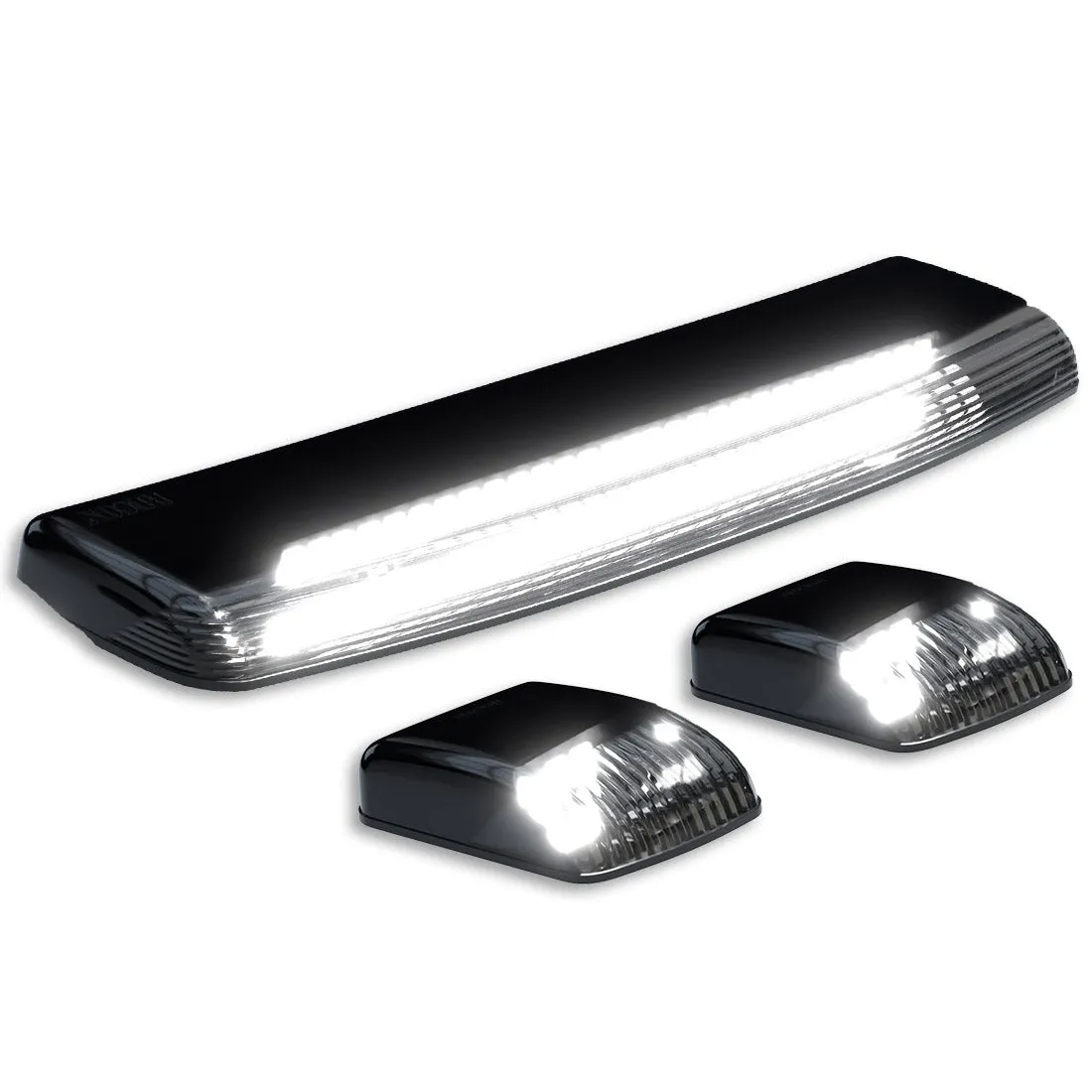 GMC and Chevy 15-19 3rd GEN Body Style Heavy-Duty 3-Piece Set Smoked Cab Roof Light Kit with White and Amber Strobe product image