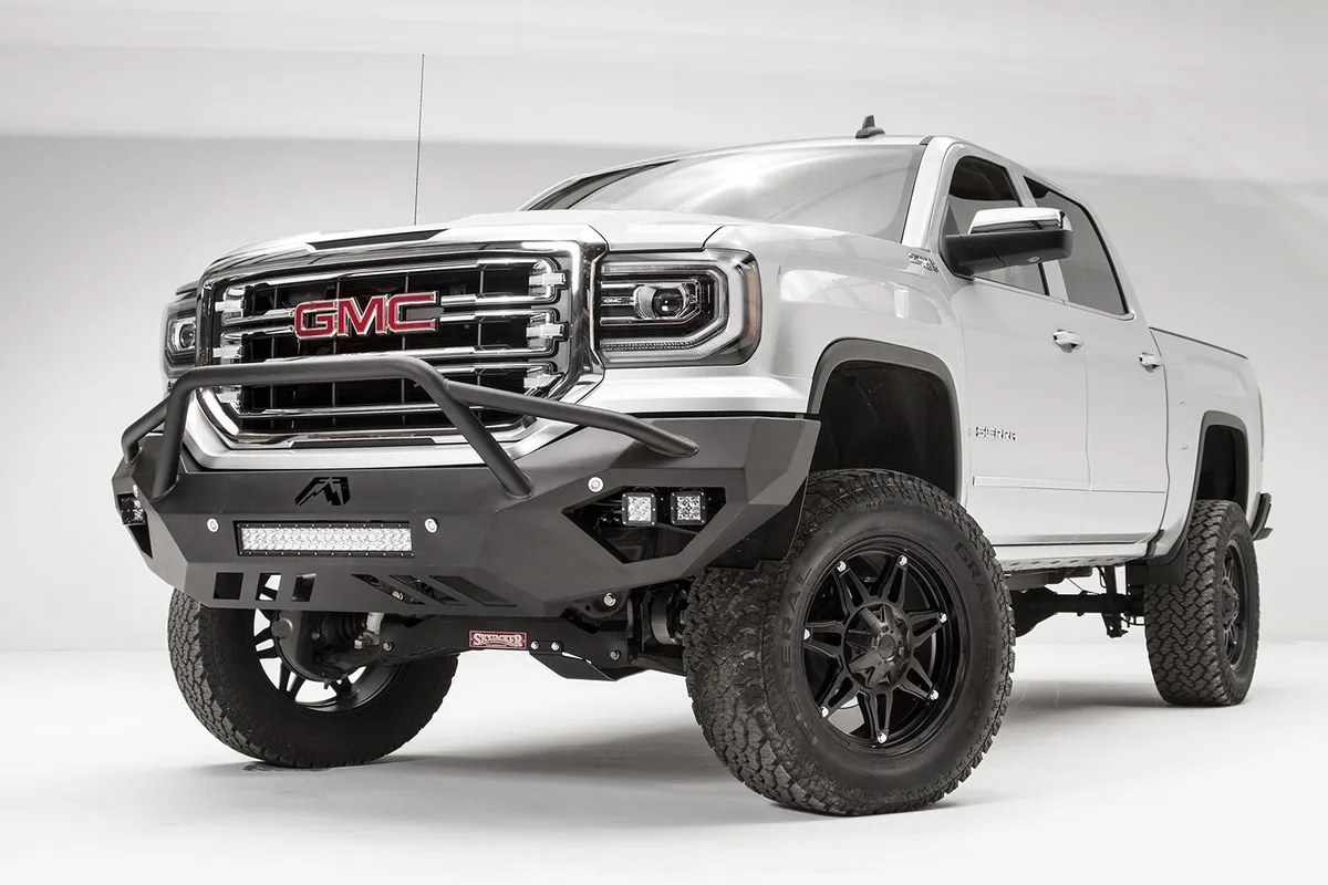 1618 Sierra 1500 Vengeance Front Sensor Bumper w/ Prerunner Guard Matte Black product image