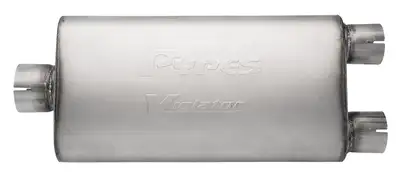 Pypes Performance exhaust Violator Series Muffler 3 in Center Inlet/2.5 in Dual Outlet 18 in L Hardware Not Incl Natural 409 Stainless Steel Pypes Exhaust