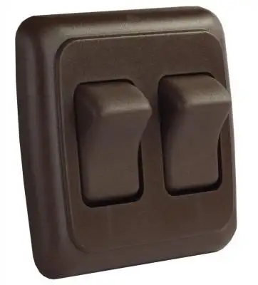 JR Products Double Rocker Switch Assembly W/Bezel Brown