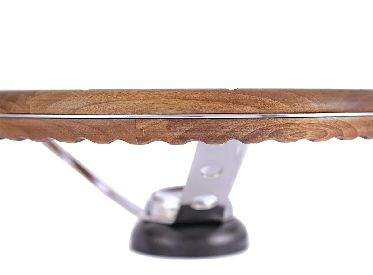 Classic Wood Steering Wheel; 15 in. Diameter; 4 1/8 in. Dish; Walnut Finish w/Anodized Aluminum Rivets; Chrome 3-Spoke Design; product image