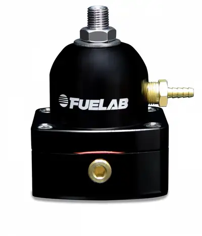 Fuelab Universal EFI Electronic Fuel Injection Adjustable Mini Fuel Pressure Regulator 25-90 psi 2 -6AN Inlets 1 -6AN Return Black FUELAB