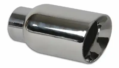 Vibrant Performance Exhaust Tip; Round Beveled; 4 in. Outlet O.D.; 3 in. Inlet ID; 7.75 in. L; 304 Stainless Steel; Double Wall Angle Cut;