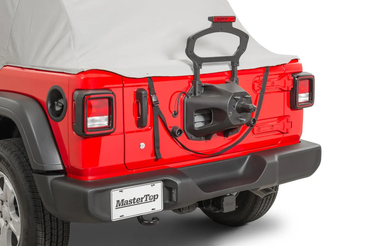 Full Door Cab Cover 2018-2024 Jeep JLU Wrangler 4Dr W/Factory Soft Top Folded Down Gray Denim MasterTop product image