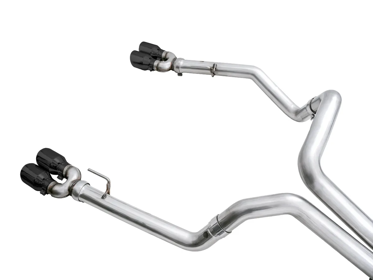 AWE 0FG Catback Split Rear Exit Exhaust for 4th Gen Silverado/Sierra 1500 6.2L (with bumper cutouts) - Quad Chrome Silver Tips product image