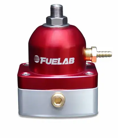 Fuelab Universal EFI (Electronic Fuel Injection)Adjustable Fuel Pressure Regulator 25-90 psi (2) -6AN Inlets (1) -6AN Return Red FUELAB