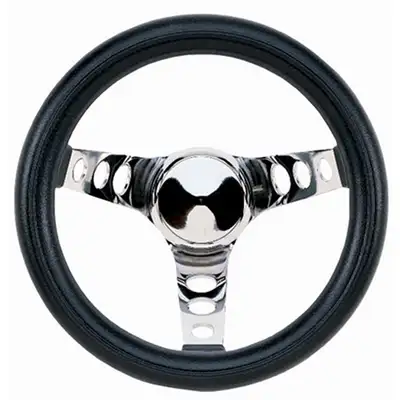 Grant Classic Series Steering Wheel; 10 in. Diameter; 5 1/2 in. Dish; Black Foam Cushion Grip; Chrome 3-Spoke Design;