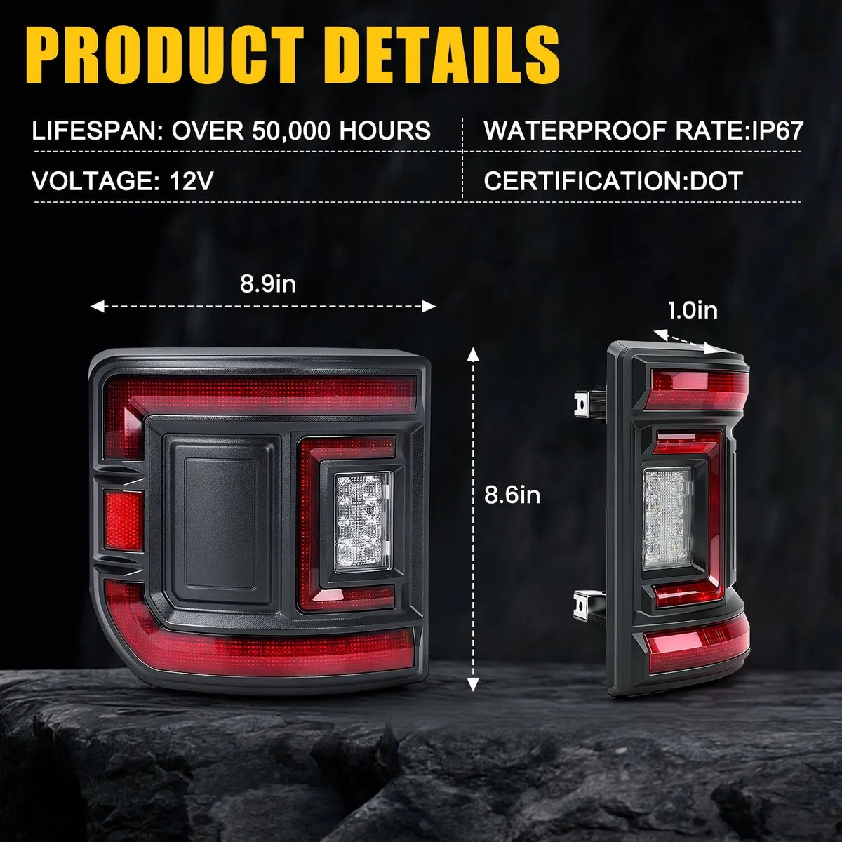 Premium Flush Mount LED Tail Lights for Jeep Gladiator JT 2020-2026 product image