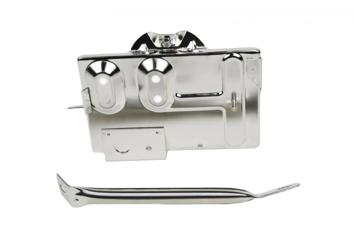 Jeep CJ Battery Tray with support arm 76-86 CJ Polished Silver Kentrol product image