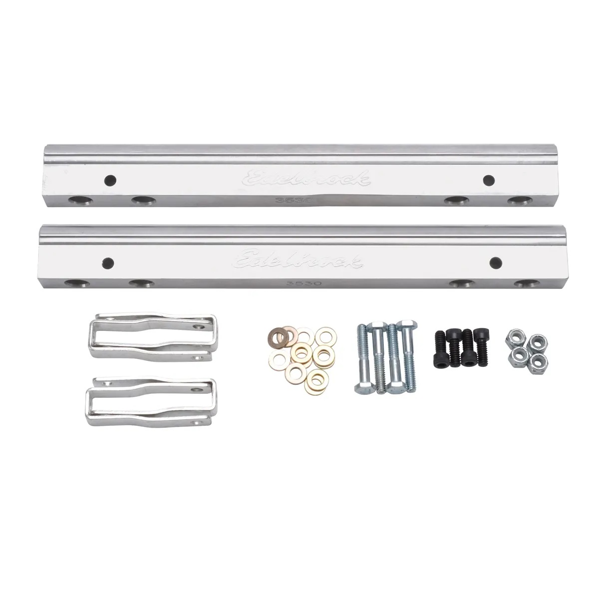 Edelbrock 3630 Fuel Rail Kit for Small-Block Chevy -6 AN in Clear Finish product image