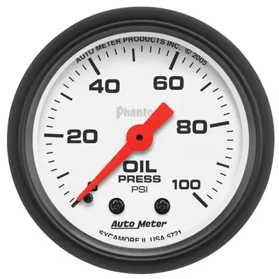 AutoMeter Gauge, Oil Pressure, 2 1/16", 100psi, Mechanical, Phantom