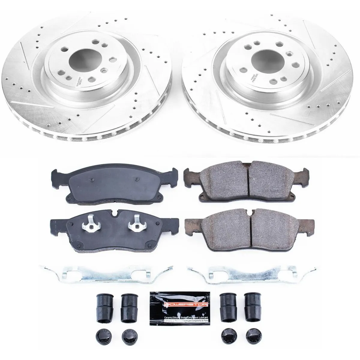 Z23 Evolution Sport Upgrade Kit: Drilled/Slotted Rotors; Carbon-Fiber Ceramic Pads W/Hardware; Pad Sensors product image