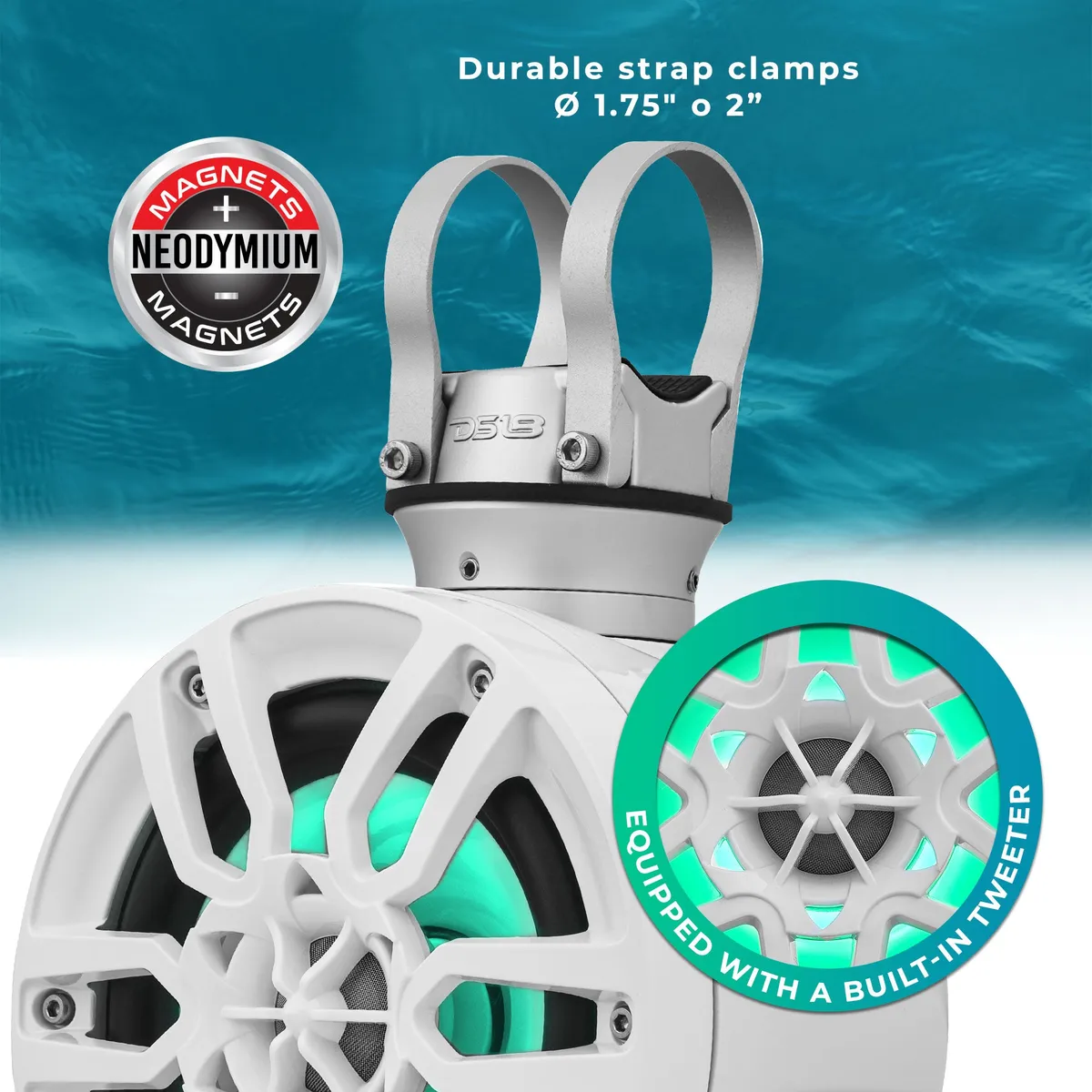 Nxl 6.5" Pod 300w Speaker With Integrated RGB LED Lights (Pair) - Perfect For Jet Skis product image