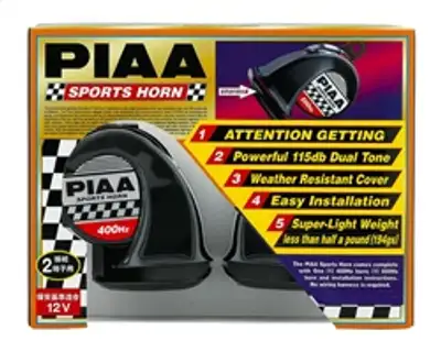 PIAA Sports Horn; Bass Tone; 400hz + 500hz; 115dB;