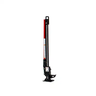 Hi-lift Jack 42 Cast Steel Model 7000 lb. Capacity 4660 Rated Capacity. Black Jack with a Red Handle.