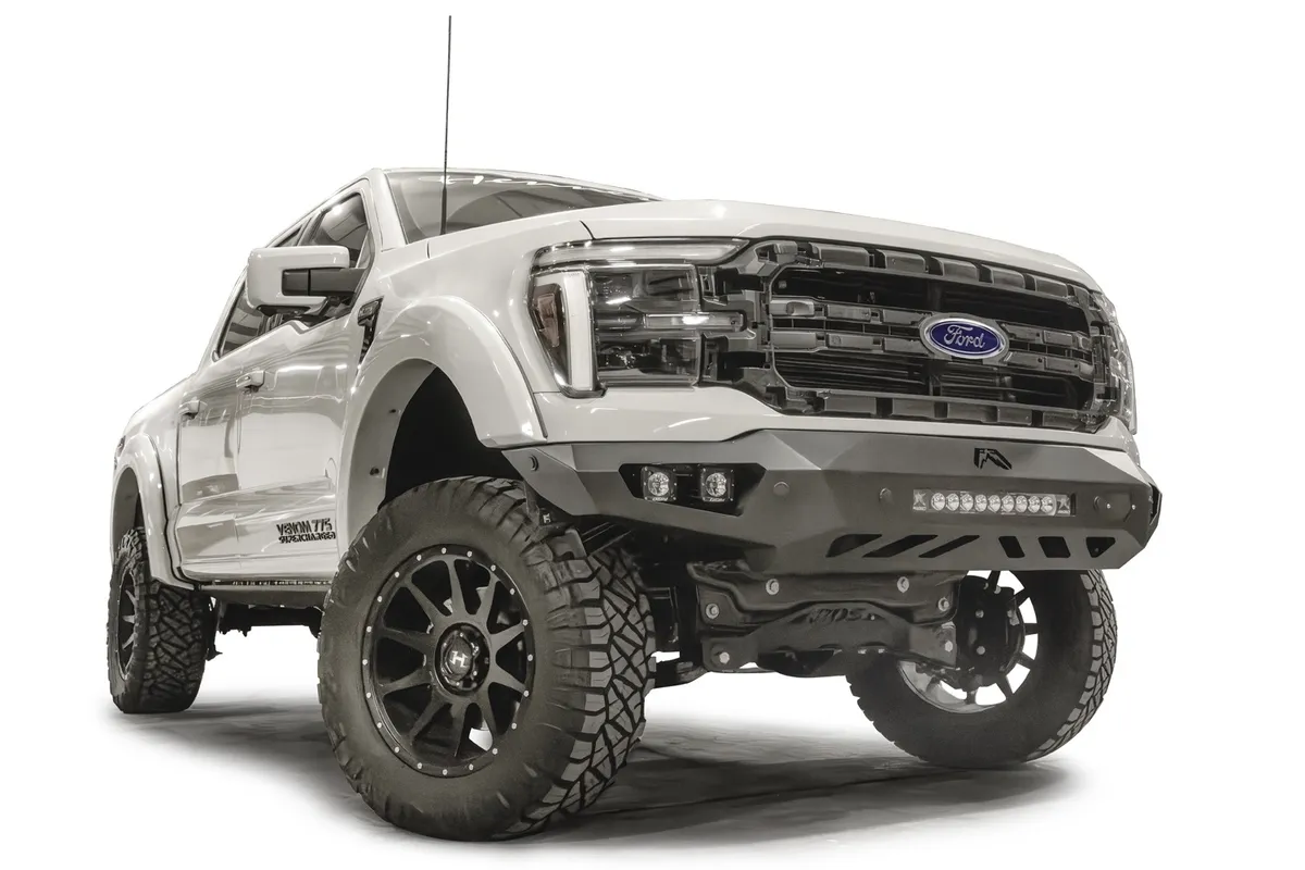 Vengeance Front Bumper; 2 Stage Matte Black Powder Coated; w/No Guard; ACC Compatible; product image