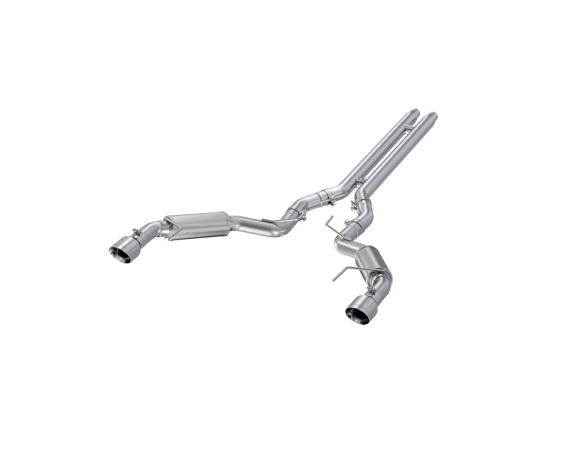 Armor Plus Cat Back Exhaust System; 3 in.; Incl. H-Pipe/Dual Mufflers/Hardware/4.5 in. Outlet Diameter Tips; Dual Split Rear Exit; Race Version; T409 Stainless Steel; product image
