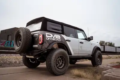 DV8 Offroad 21c Bronco Fs15 Series Rear Bumper(High Clearance) Fits 37in Spare & B/Up Sensors Blk