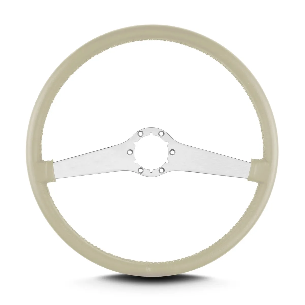 Lokar Lecarra Two Smooth Steering Wheel; Bone; Brushed Spokes; 15 in. Thin Grip;