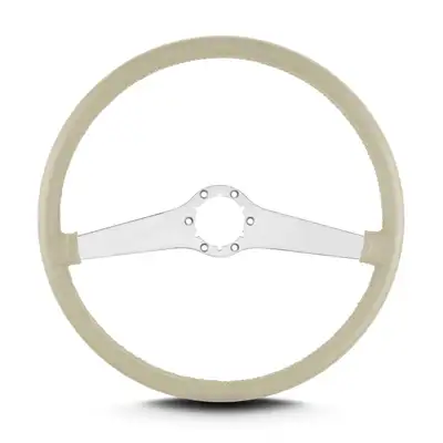 Lokar Lecarra Two Smooth Steering Wheel; Bone; Brushed Spokes; 15 in. Thin Grip;