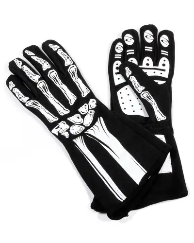 RJS Double Layer White Skeleton Gloves Small