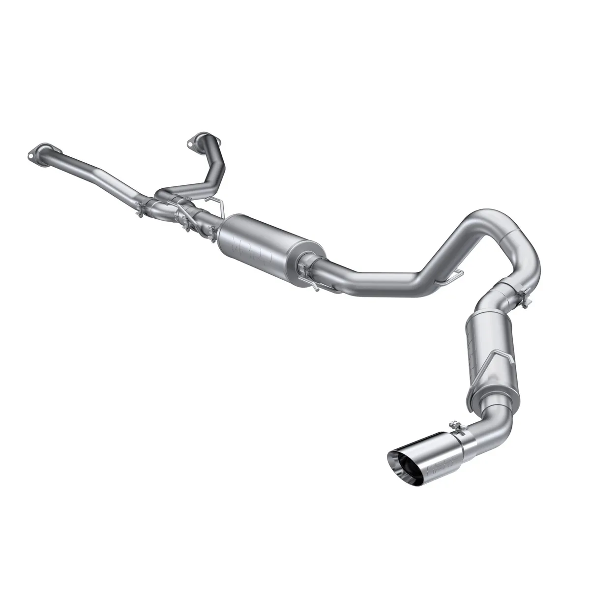 Armor Pro Cat Back Exhaust System; 3 in. Tubing; Single Side; T304 Stainless Steel; 4 in. Dual Wall Angle Cut Tip; product image