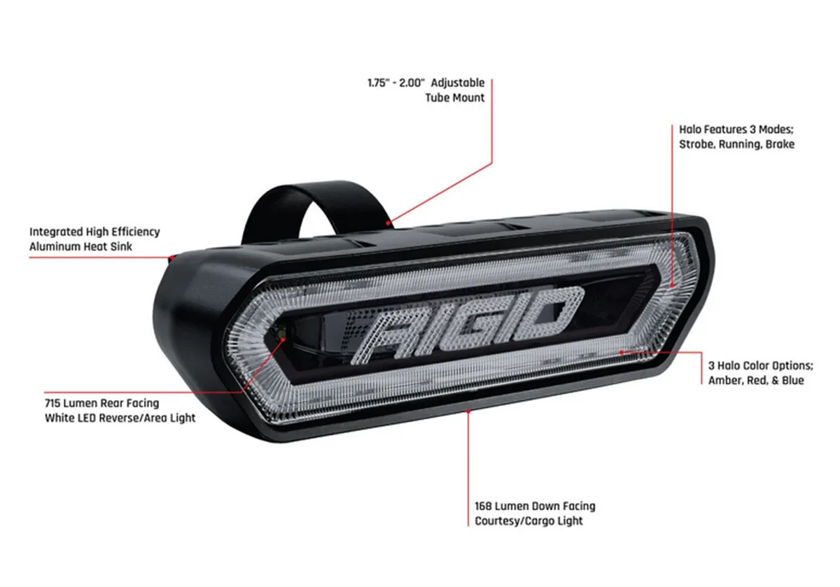 RIGID Chase, Rear Facing 5 Mode LED Light, Amber Halo, Black Housing product image