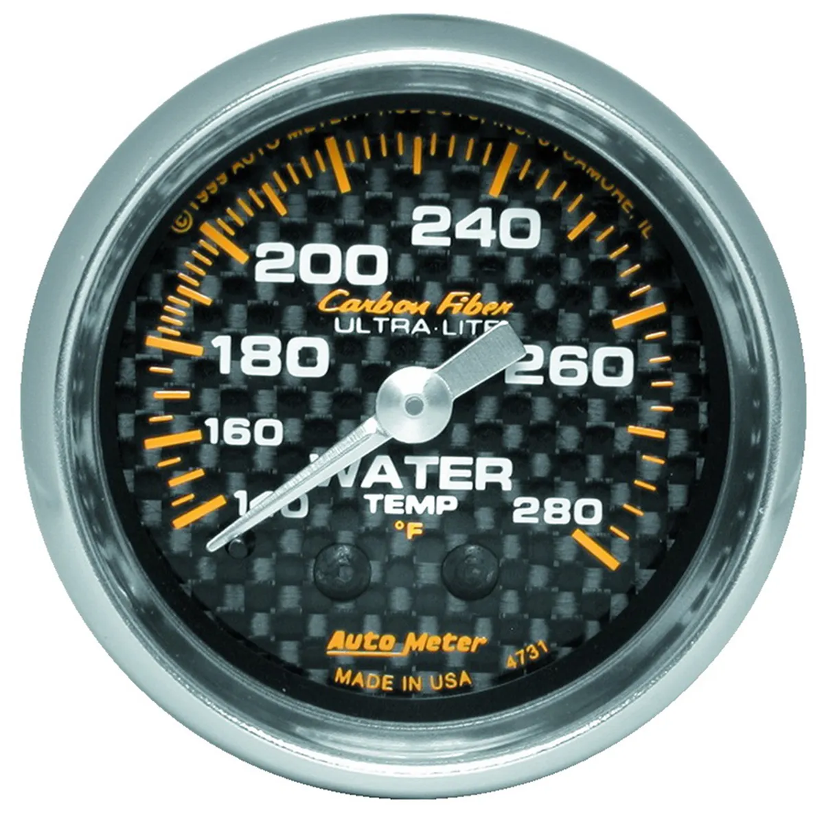 Gauge, Water Temp, 2 1/16", 140-280?F, Mechanical, Carbon Fiber product image