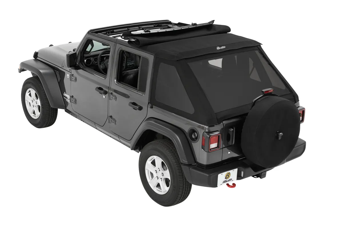 Trektop Slantback Soft Top For Jeep 2018-Current Wrangler JL 4 Door Black Diamond Bestop product image
